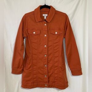 Denim & Co. Women's XXS Copper Brown Utility Denim Jacket Comfy Knit